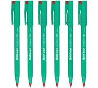 Pentel R50 - Bolígrafos de punta fina de tinta líquida, punta de 0,8 mm, 0,4 mm, ancho de línea, 77% reciclado, paquete de 6 unidades, color rojo