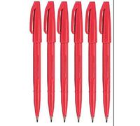 Pentel Rojo Original Letrero Bolígrafo S520 Punta de Fibras Rotuladores Color Fineliner 2mm Punta 1mm Ancho de Línea (Paquete de 6)