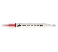 Pentel - Rotulador Brush Sign Pen Twin, color rojo. Pack 10