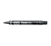 Pentel Rotulador permanente N50-AE, carcasa de aluminio, punta cónica, 1 unidad, negro.