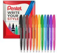 Pentel Rotuladores de punta fina S520 Original Sign Pen de punta de fibra, punta de 2 mm, línea de 1 mm, en embalaje de almohada (paquete de 12)
