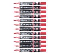 Pentel Rotuladores para pizarra blanca MWL5SBF-BX Maxiflo Flex-Feel, 12 unidades, color rojo.