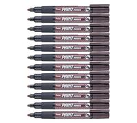 Pentel Rotuladores permanentes MMP20-EO de punta redonda de 2,0 mm, paquete de 12 unidades, color marrón.