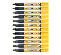 Pentel Rotuladores permanentes MMP20-GO de punta redonda de 2,0 mm, paquete de 12 unidades, color amarillo.