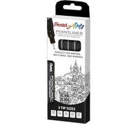 Pentel S20P Pointliner fieltro de dibujo técnicas de tinta pigmentada punta fina negro - bolsa de 5 tamaños