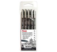 Pentel S20P Pointliner, fineliner negro bolsillo 5 unidades (punta 0,05-0,1-0,3-0,5-0,8 mm)
