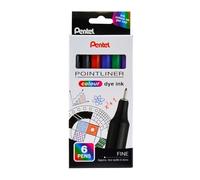 Pentel Bolígrafo S40 Pointliner, escritura fina 0,4 mm, tinta de color, 6 colores surtidos