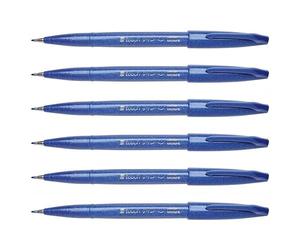 Pentel SES15 Brush Sign Pen Rotulador punta fibra flexible colores flúor 6 unidades