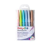 Pentel SES15C-12 - Bolígrafo de punta de fibra tipo pincel, color Pastel Pochette de 6