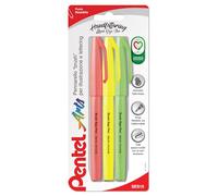 Pentel SES15C Brush Sign Pen Fluo - Rotulador de punta de fibra flexible, ideal para letras, caligrafía, ilustración de colores fluorescentes, 3 unidades