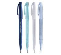 Pentel SES15C Brush Sign Pen Rotulador punta flexible para caligrafía, caligrafía, ilustración, juego de 4 unidades, surtido "invierno"