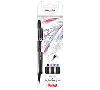 Pentel - SESF30C-4 Brush Sign Pen Artist - Rotulador punta pincel, estuche de 4 uds, surtido
