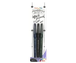 Pentel SESP15 Brush Sign Pen Pigment - Rotulador de punta de fibra flexible, tinta negra de pigmentos, para caligrafía, letras e ilustraciones, punta fina, media, ancha