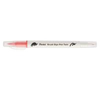 Pentel SESW30C-T135E Brush Sign Pen - Bolígrafo de doble punta de fibra con dos puntas de escritura flexibles, tinta a base de agua, coral, paquete de 1, ocre dorado