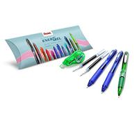Pentel - Set de escuela/oficina/Smart Working (2 bolígrafos Energel X BL107 azules, 2 recargas LR7 azules, 1 portaminas de 0,7 mm, 1 cinta blanca pequeña)