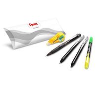Pentel Set escolar/oficina/Smart Working (2 roller Energel Slim BL437 negro, 1 portaminas 0,5 mm, 1 cinta blanca mini, 1 rotulador)