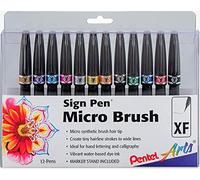 Pentel Sign Pen Micro Brush 12 Color Pack