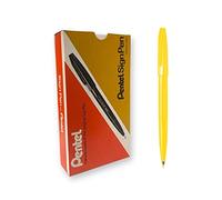 Pentel Sign Pen S520 - Bolígrafo con punta de fibra, color amarillo Lote de 12
