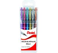 Pentel Slicci BG208 / 6 Pack de 6 gel Roller Bolígrafos - 0,8 mm de metal Tip-Surtido de Colores