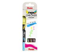 Pentel SLW8-4 TwinChecker Resaltador de dos colores con doble punta en colores vivos para marcas brillantes, forma de bolígrafo delgado, juego de 4 surtidos, 1 unidad (4 unidades)