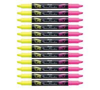 Pentel SLW8-GP - 12 Rotuladores fluorescentes de dos puntas, color amarillo y rosa