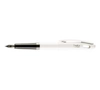Pentel Tradio TRF94W-C Pluma Blanco y Negro Edition con alta calidad carcasa plumín Iridium, de alto brillo, blanco/azul