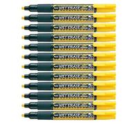 Pentel Weterase - Lote de 12 rotuladores para cristal (punta mediana), color amarillo, paquete de 12 unidades