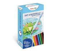 Pentel XFRH+CB9 Set acuarela - 12 lápices acuarelables y 1 pincel rellenable Aquash Water Brush