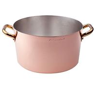 Pentole Agnelli ALCU10432 Cacerola alta, Cobre liso estañado a mano, con dos asas de latón, 32 cm
