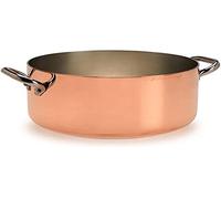 Pentole Agnelli ALCU104PI24 Cacerola alta en cobre con 2 asas de acero inoxidable, cobre estañado para inducción, 24 cm