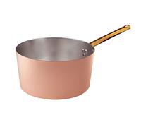 Pentole Agnelli ALCU10524 Cacerola alta con mango, Cobre liso, Estañado a mano, 24 cm
