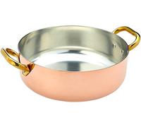 Pentole Agnelli ALCU10628 Cacerola baja en cobre con 2 mangos de latón, cobre liso estañado a mano, 28 cm