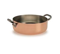 Pentole Agnelli ALCU106PI20 Cacerola baja en cobre con 2 asas de acero, cobre estañado con fondo de inducción, 20 cm