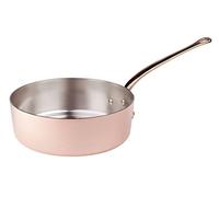 Pentole Agnelli ALCU107F20 Cacerola baja de cobre estañado, manga de cobre liso Latón fundido estilo francés, 20 cm
