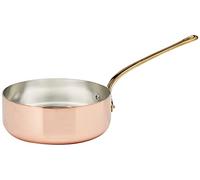 Pentole Agnelli ALCU107F24 Cacerola baja de cobre estañado, manga de cobre liso Latón fundido estilo francés, 24 cm