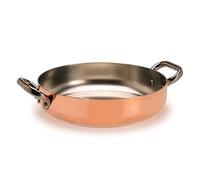 Pentole Agnelli ALCU110PI28 Bandeja de cobre estañado con 2 asas de acero inoxidable y fondo de inducción, 28 cm