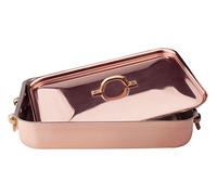 Pentole Agnelli ALCU150C36 Olla para asar con tapa de cobre liso estañado, 36 x 26 cm