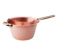 Pentole Agnelli ALCU16520 Caldero de cobre liso para polenta sin revestimiento de estaño con mango tubular y mango de latón, 20 cm