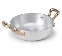Pentole Agnelli ALMA11016 Plato pequeño con 2 Asas de latón, Aluminio Profesional 3 mm, 16 cm