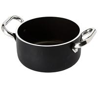 Pentole Agnelli ALSA2104SSPI16 Alblack High Aluminium Casserole, 5 mm de espesor, fondo de inducción de 10 mm, con 2 manijas de acero inoxidable, 16 cm, negro