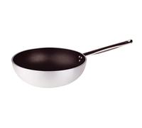 Pentole Agnelli ALSA2111WPS32 - Sartén wok profesional (aluminio, 5 mm, 32 cm), color plateado y negro