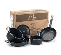 Pentole Agnelli ALSASETALBLACK2 Juego de Utensilios de Cocina Totalmente Negro para 2 Personas, 3 mm, 5 Piezas
