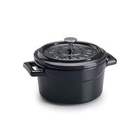 Pentole Agnelli COGHSRP10410S Cacerola con Asas y Tapa, Hierro Fundido, Negro Brillante, 0.35 L