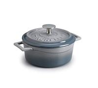 Pentole Agnelli COGHSRP10414Y Línea de cacerolas de cocción Lenta de Hierro Fundido, 14 cm, 0.8 l, Gris