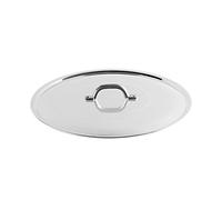 Pentole Agnelli FAMA2928 Tapa Plana con Mango, Borde y Puente, Tipo Pesado en Aluminio BLTF, Plata Pulida, 28 cm