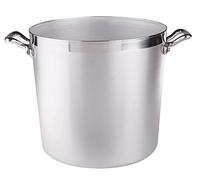 Pentole Agnelli FAMA332 Cacerola cilíndrica de cocina familiar en aluminio BLTF, manijas, 24 litros, plata
