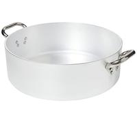 Pentole Agnelli Ollas Cazuela cilíndricos, Baja, Radiante, de Aluminio, de Espesor 5 mm, con 2 Asas en Acero Inoxidable, Plata, 12 litros
