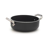 Pentole AgnelliOllas Alblack Baja Cazuela, de Aluminio, de Espesor 5 mm, Fondo de inducción de 10 mm, con 2 Asas en Acero Inoxidable, Negro, 24 cm