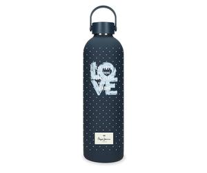 Pepe Jeans Abbey Botella de Acero Inoxidable Negro 7x26,5x7 cms Acero Inoxidable by Joumma Bags