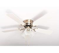 Pepeo GmbH Kisa Deluxe Latón Antiguo con iluminación Ventilador de Techo, 44 W, Blanco/Arce, 105 cm